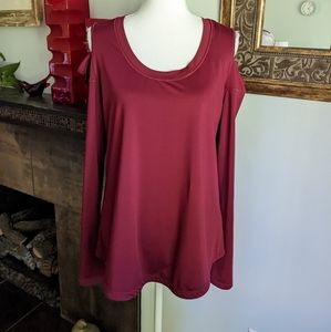 Calia By Carrie Underwood Cold Shoulder Maroon Red Long Sleeve Athletic Top XL